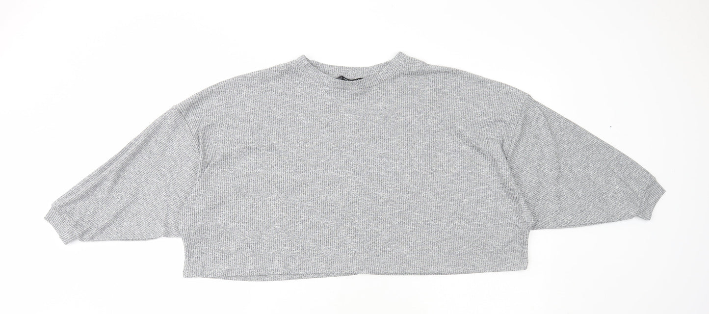 ASOS Womens Grey Viscose Cropped T-Shirt Size 8 Round Neck