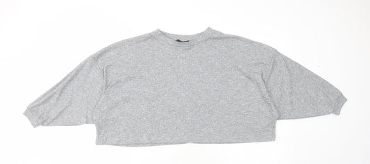ASOS Womens Grey Viscose Cropped T-Shirt Size 8 Round Neck