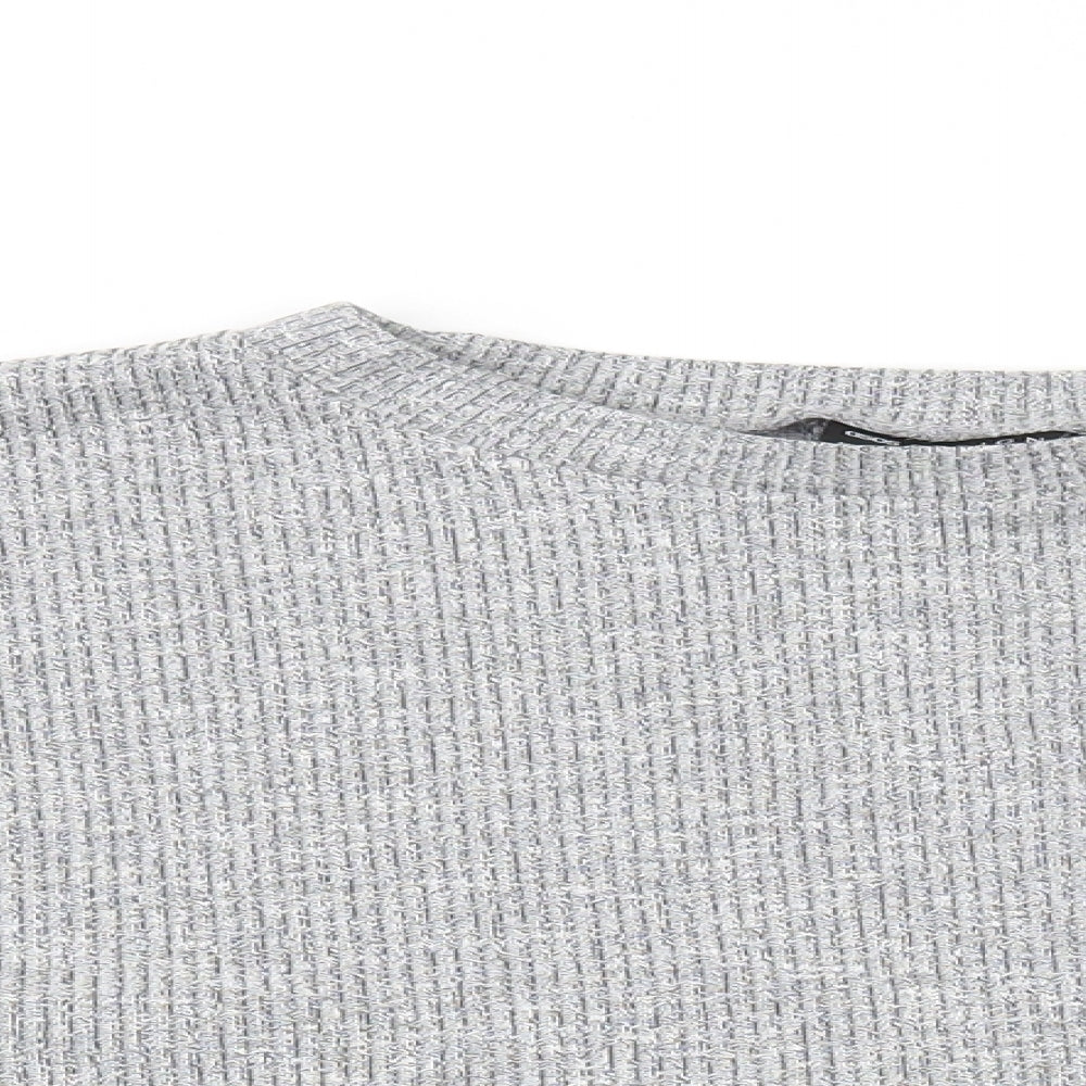 ASOS Womens Grey Viscose Cropped T-Shirt Size 8 Round Neck