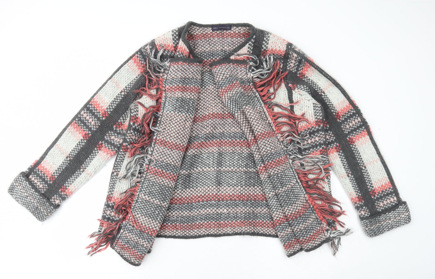 Marks and Spencer Womens Multicoloured Plaid Acrylic Cardigan Jumper Size L - Waterfall