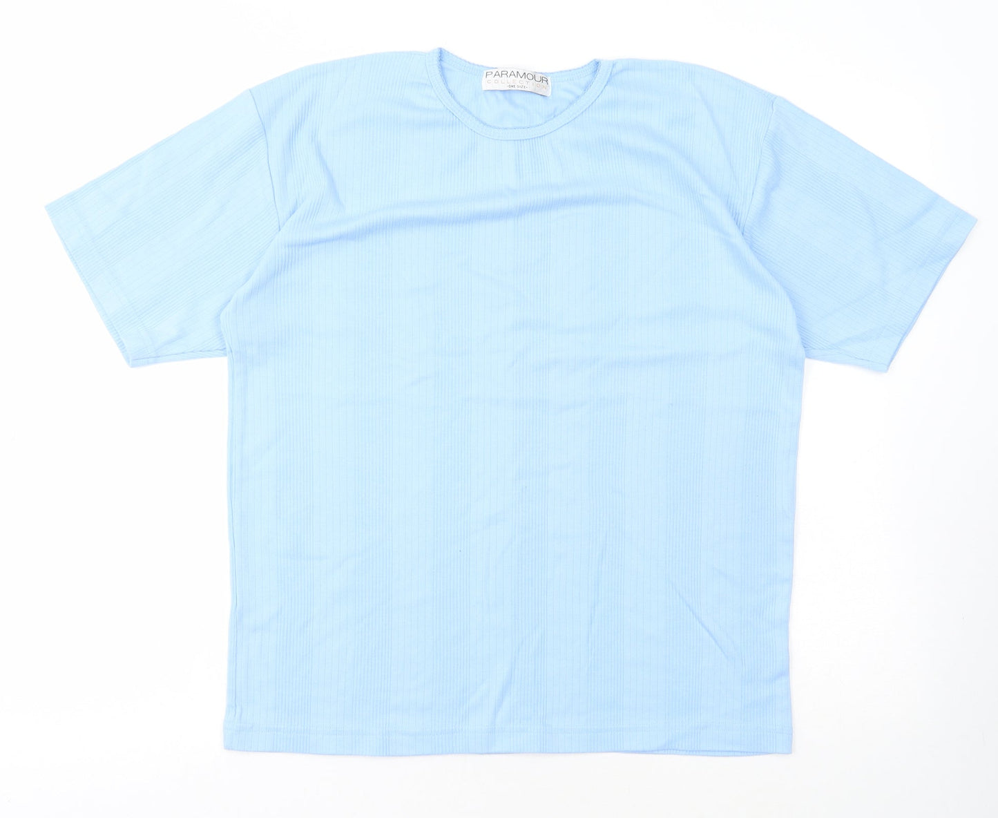 Paramount Womens Blue Cotton Basic T-Shirt One Size Round Neck