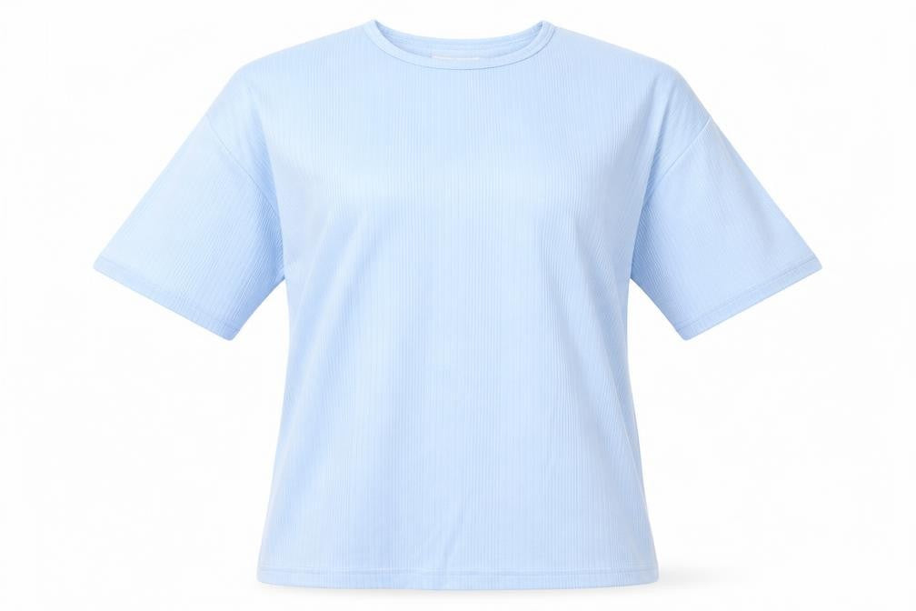 Paramount Womens Blue Cotton Basic T-Shirt One Size Round Neck