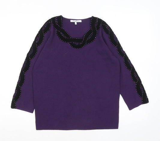 pennyplain Womens Purple Round Neck Viscose Pullover Jumper Size M