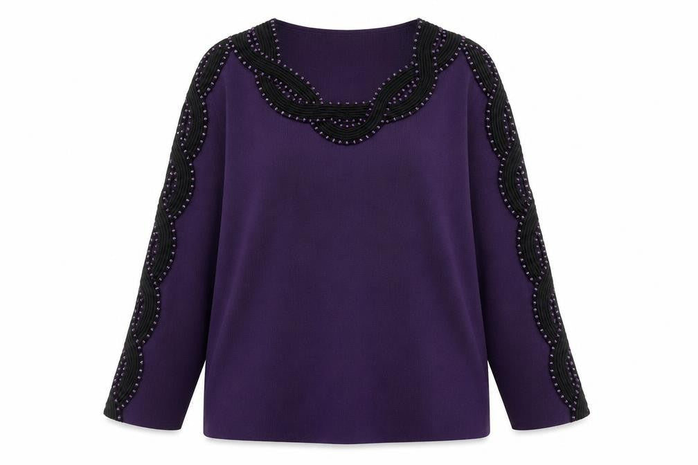 pennyplain Womens Purple Round Neck Viscose Pullover Jumper Size M