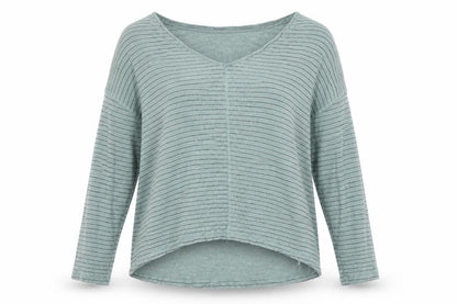 Dunnes Womens Green Striped Viscose Basic Blouse Size L Round Neck