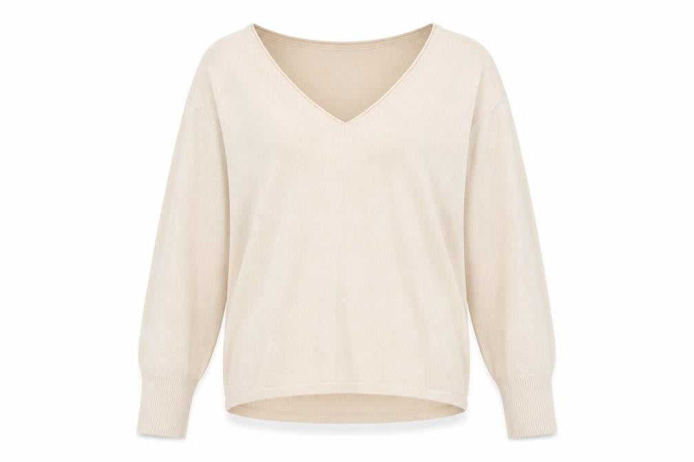 Marks & Spencer Womens Beige V-Neck Viscose Pullover Jumper Size 10