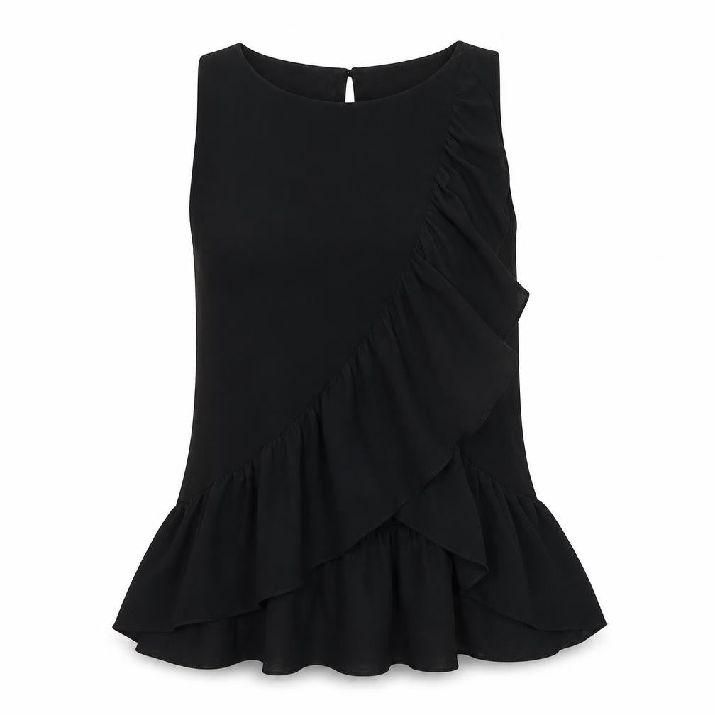 NEXT Womens Black Polyester Basic Tank Size 8 Round Neck