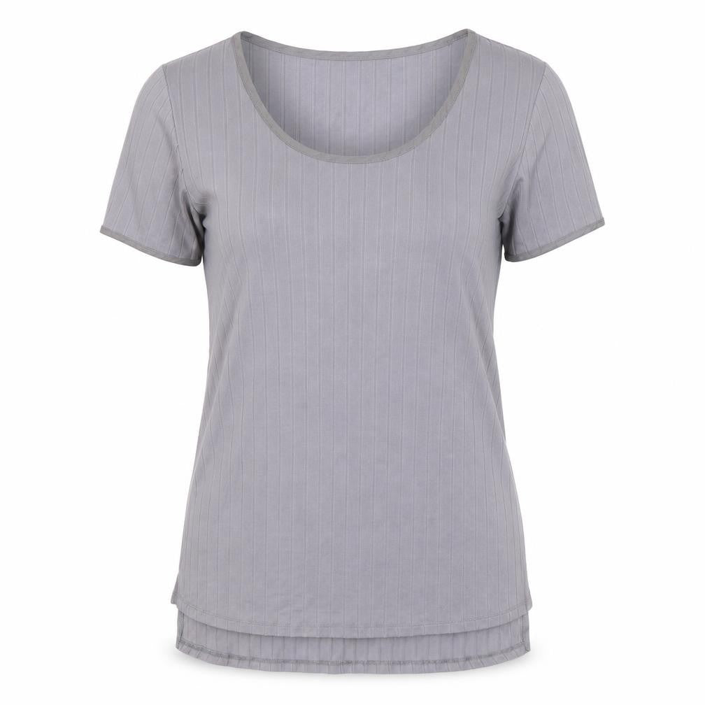Jeff & Co Womens Grey Polyester Basic T-Shirt Size 8 Round Neck