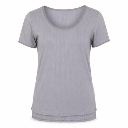 Jeff & Co Womens Grey Polyester Basic T-Shirt Size 8 Round Neck
