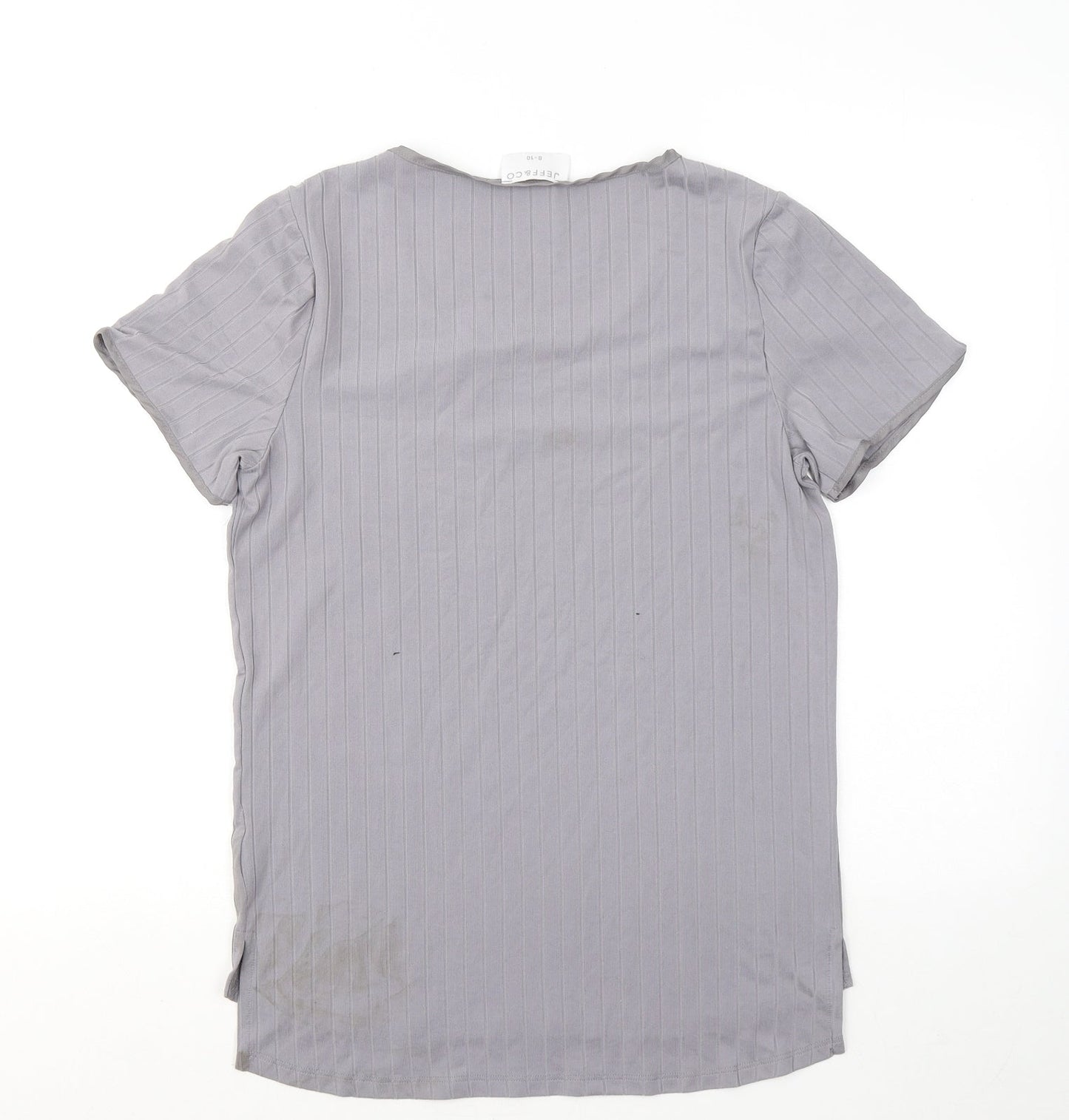 Jeff & Co Womens Grey Polyester Basic T-Shirt Size 8 Round Neck