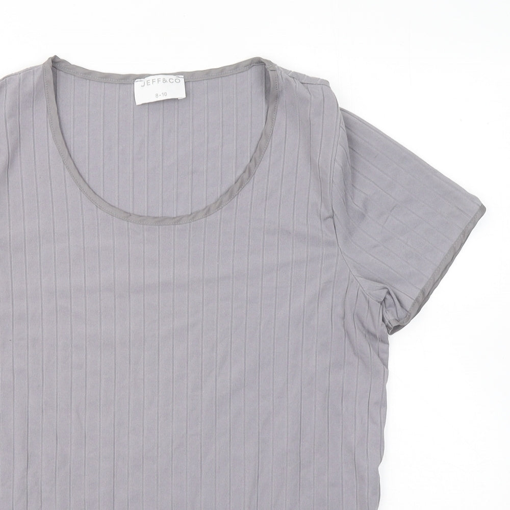 Jeff & Co Womens Grey Polyester Basic T-Shirt Size 8 Round Neck