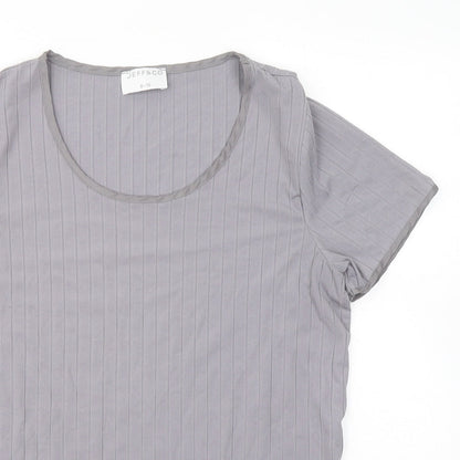 Jeff & Co Womens Grey Polyester Basic T-Shirt Size 8 Round Neck