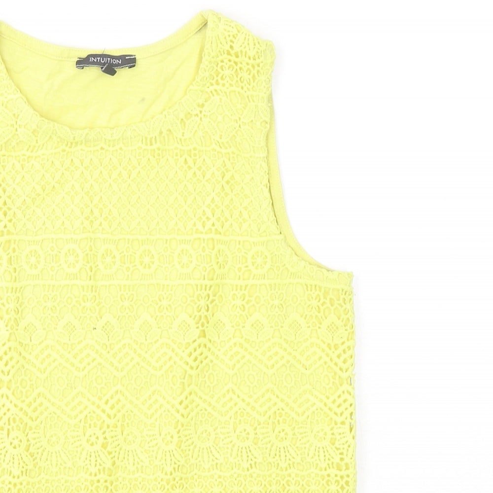 Intuition Womens Yellow Round Neck Cotton Vest Jumper Size 8