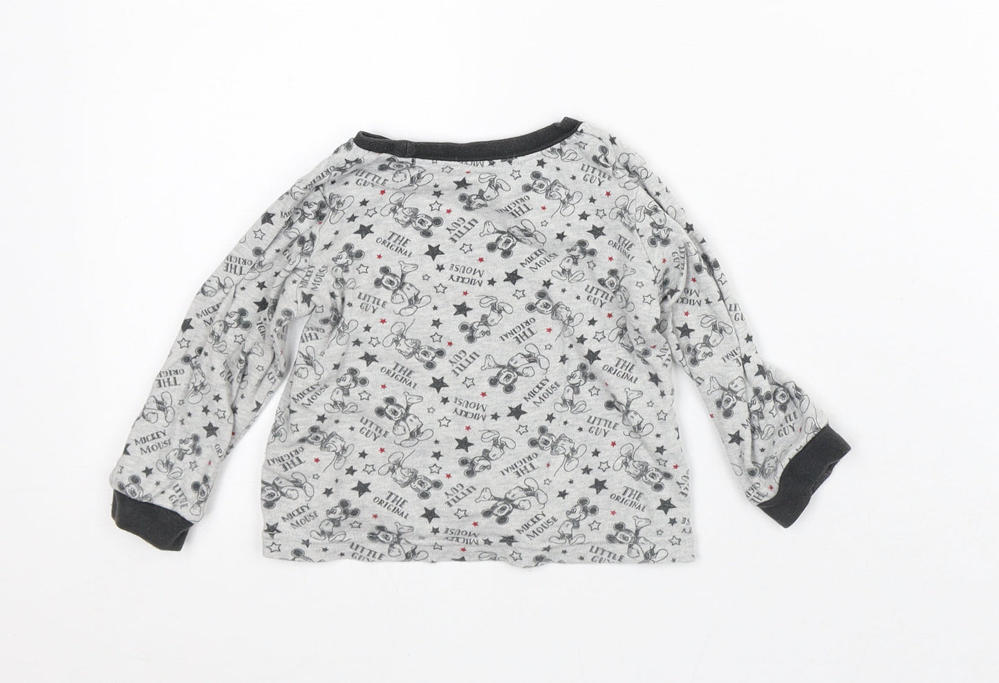 Disney Baby Grey Geometric Cotton Basic T-Shirt Size 12-18 Months Crew Neck - Mickey Mouse
