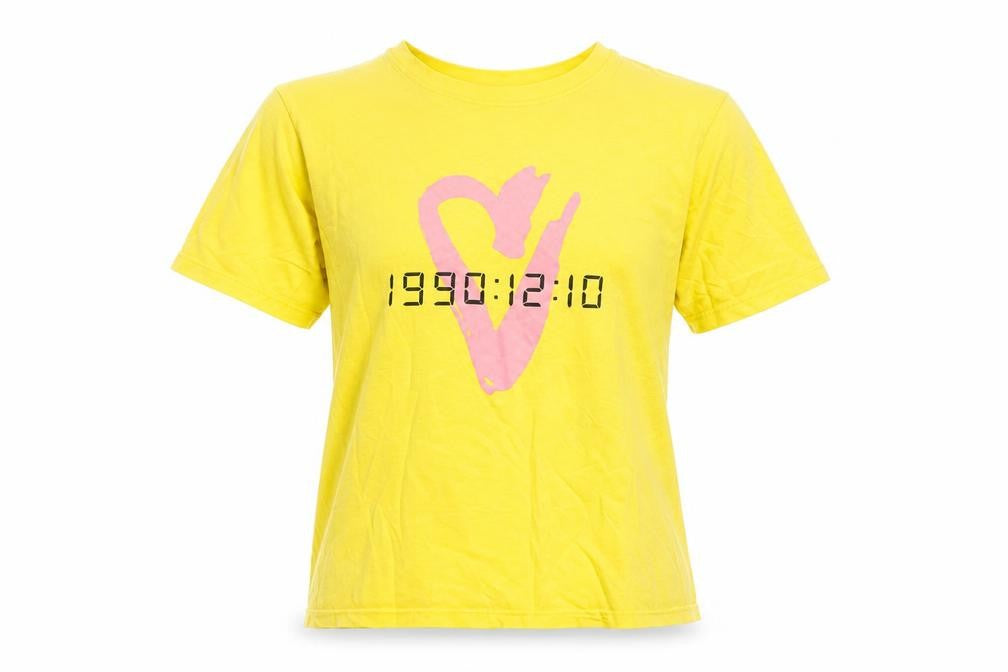 Pieces Womens Yellow 100% Cotton Basic T-Shirt Size L Crew Neck