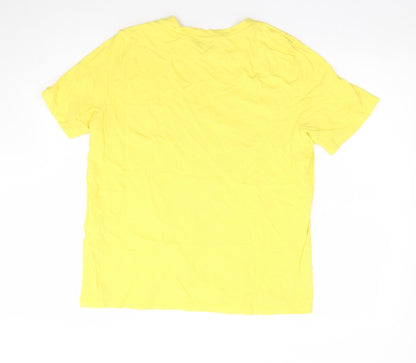 Pieces Womens Yellow 100% Cotton Basic T-Shirt Size L Crew Neck