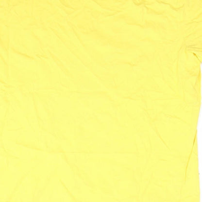 Pieces Womens Yellow 100% Cotton Basic T-Shirt Size L Crew Neck