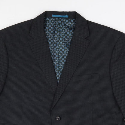 ONESIX5IVE Mens Blue Check Polyester Jacket Suit Jacket Size 44