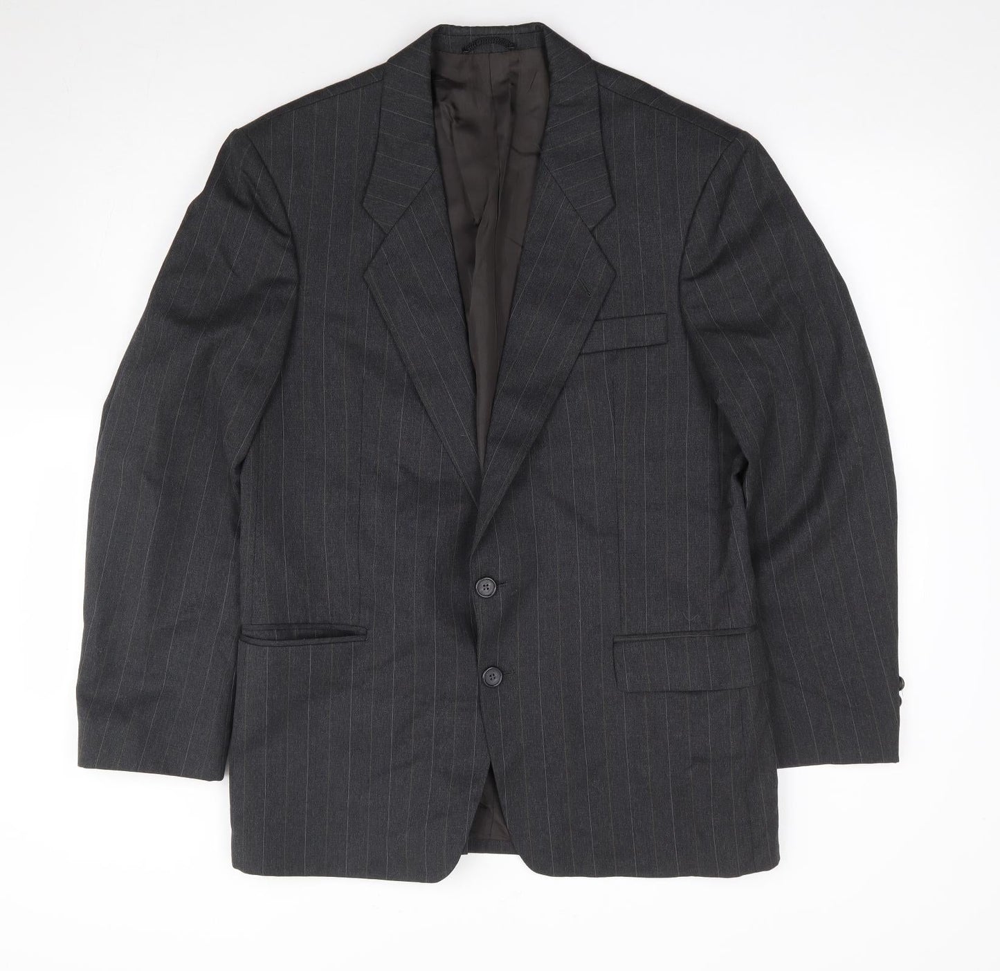 Rudnick Mens Grey Striped Polyester Jacket Suit Jacket Size 38
