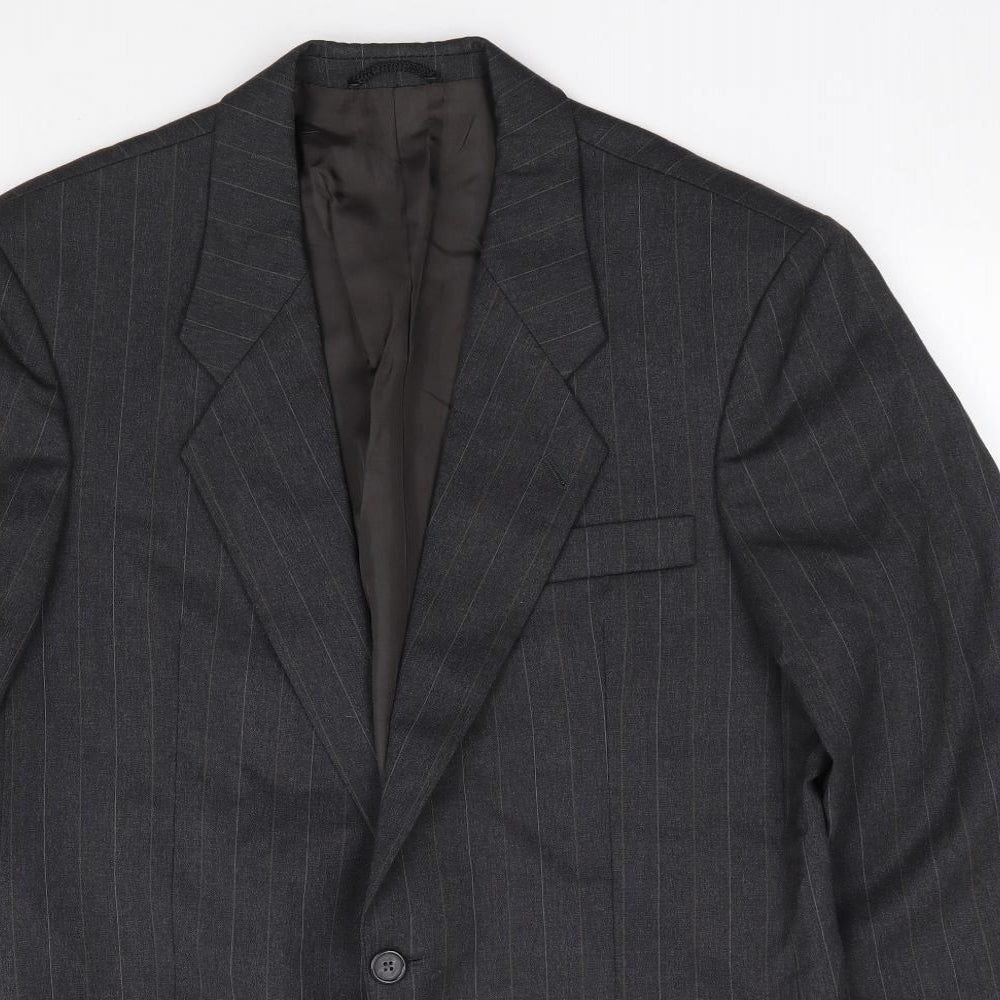 Rudnick Mens Grey Striped Polyester Jacket Suit Jacket Size 38