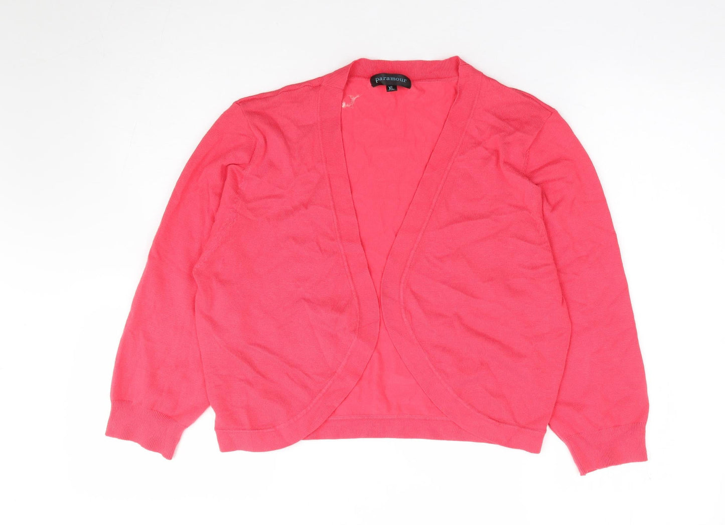 Paramour Womens Pink V-Neck Viscose Shrug Jumper Size XL