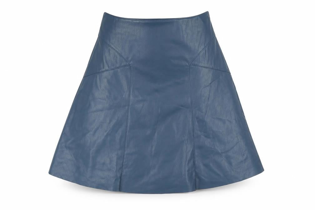 Monsoon Womens Blue Polyurethane Flare Skirt Size 10 Zip