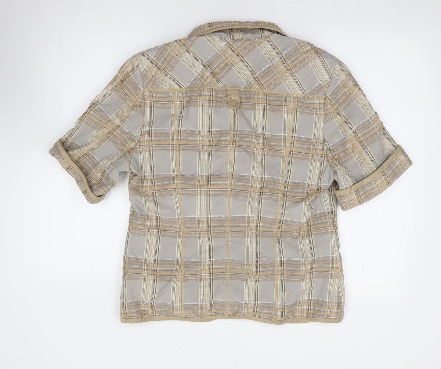 LUCIA Womens Beige Plaid Jacket Size S Button