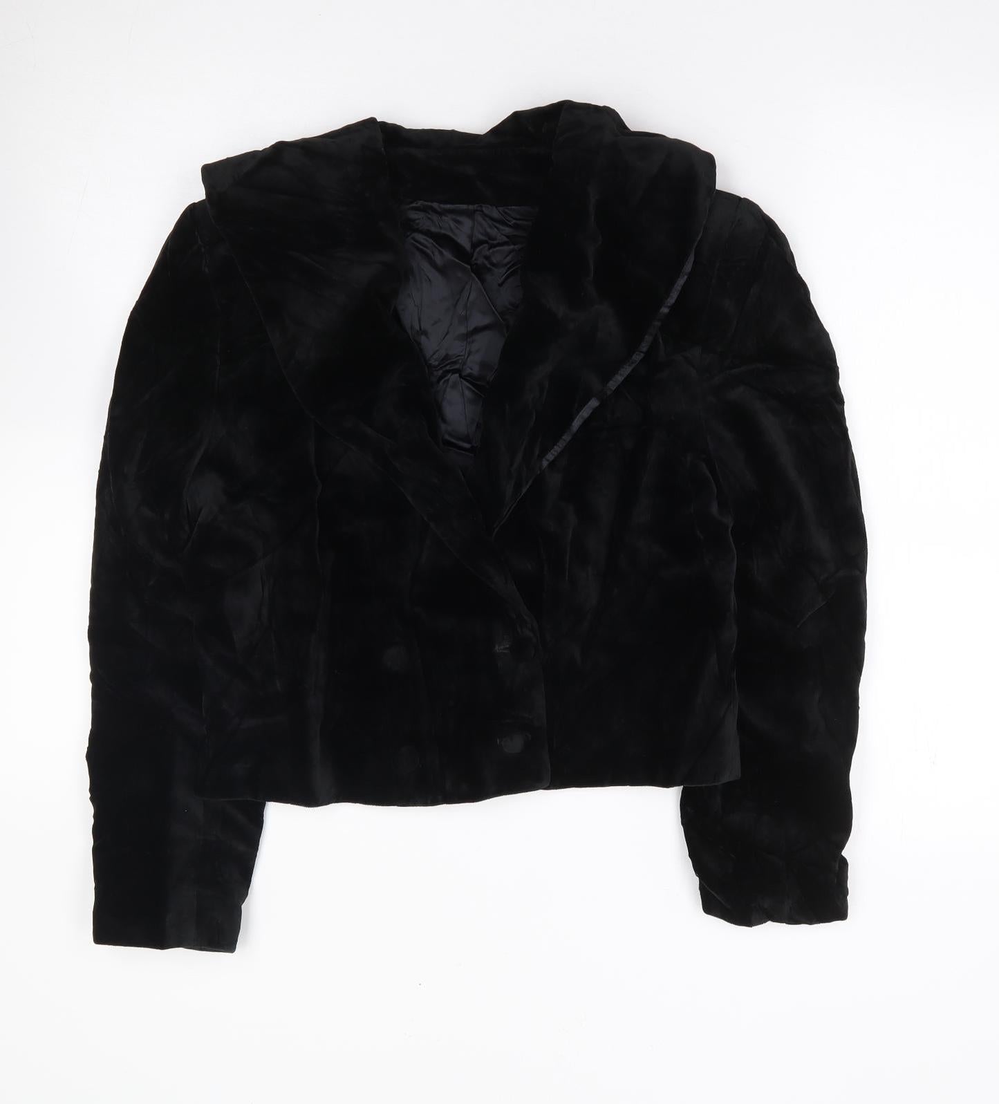 St Micheal Womens Black Cotton Jacket Suit Jacket Size 12