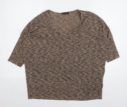 New Look Womens Brown V-Neck Viscose Pullover Jumper Size M