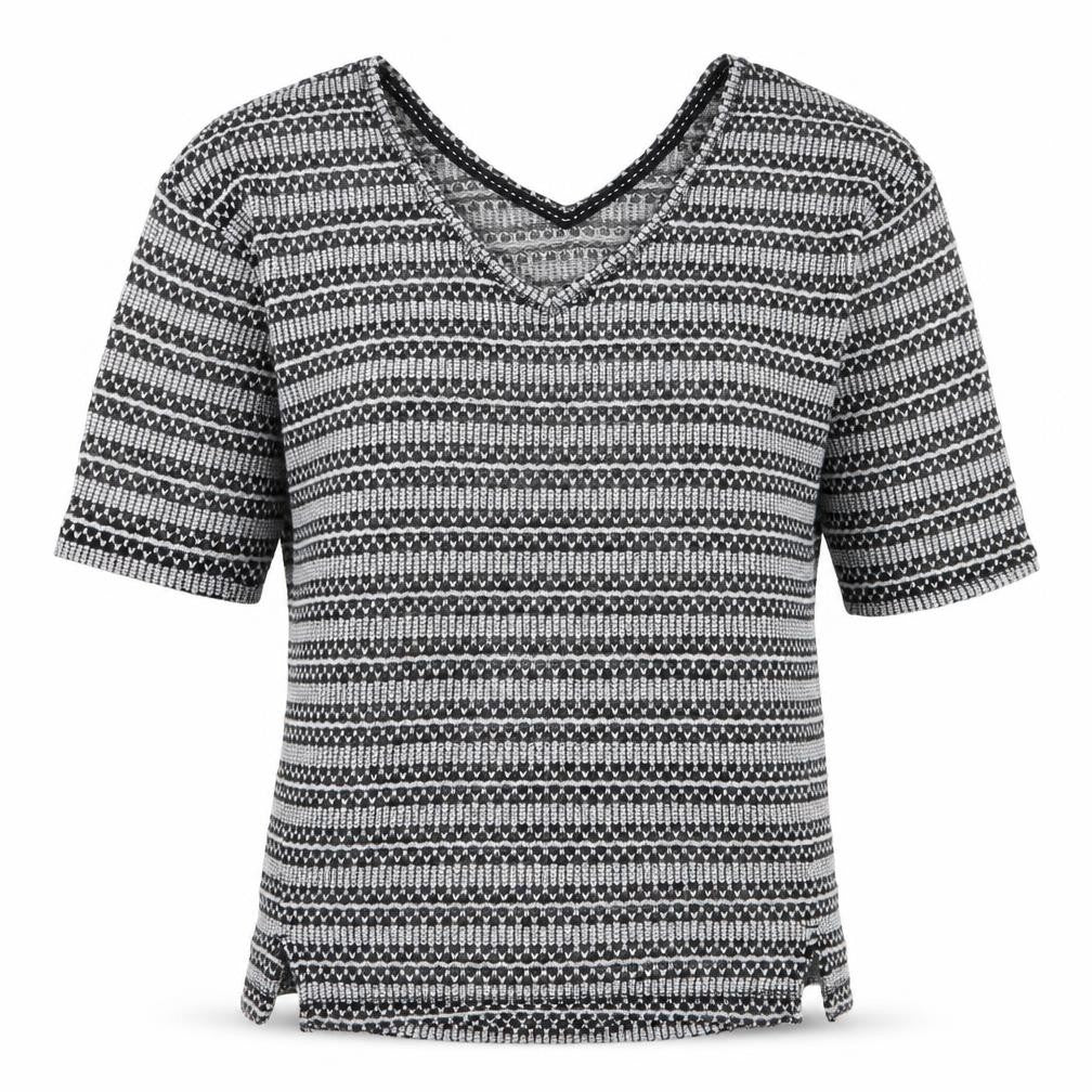 NEXT Womens Grey V-Neck Geometric Polyester Pullover Jumper Size 10