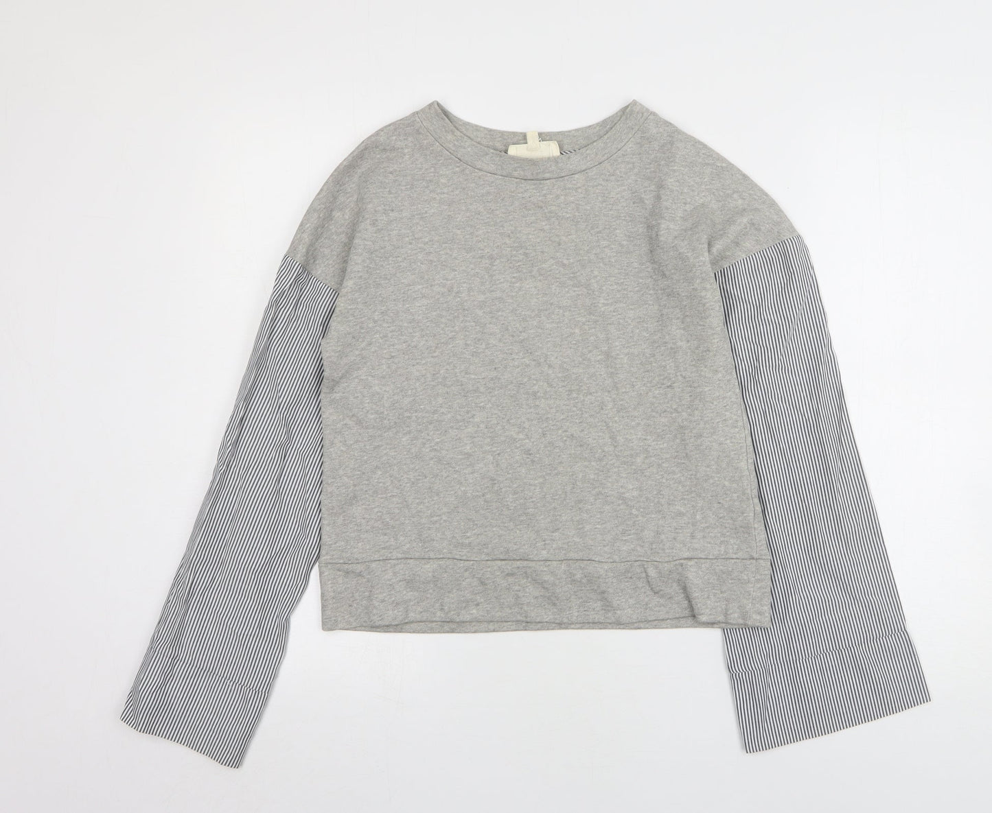NEXT Womens Grey Striped Cotton Pullover Sweatshirt Size XS