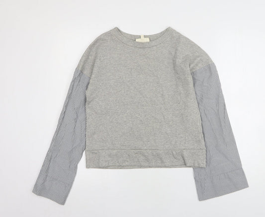 NEXT Womens Grey Striped Cotton Pullover Sweatshirt Size XS
