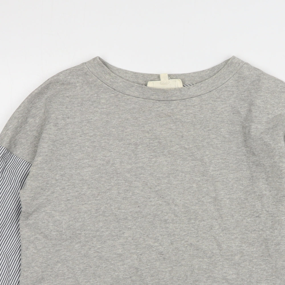 NEXT Womens Grey Striped Cotton Pullover Sweatshirt Size XS