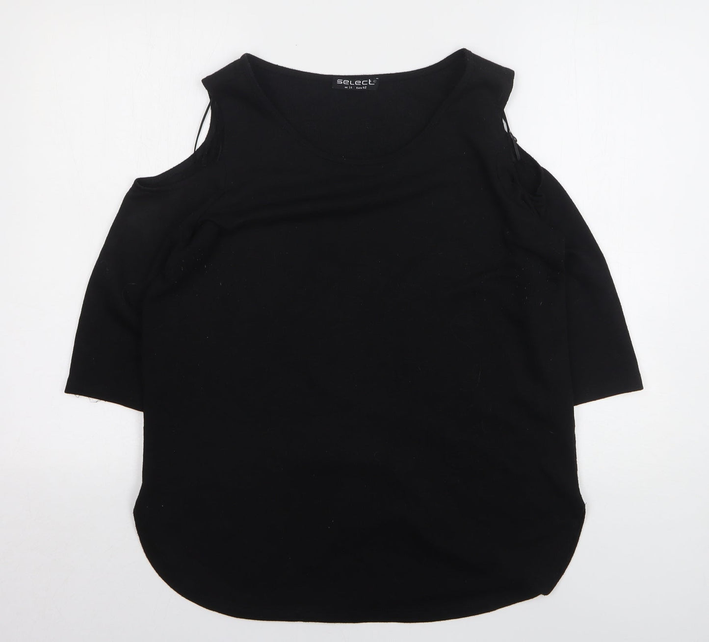 Select Womens Black Round Neck Polyester Pullover Jumper Size 14