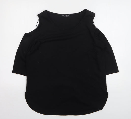 Select Womens Black Round Neck Polyester Pullover Jumper Size 14