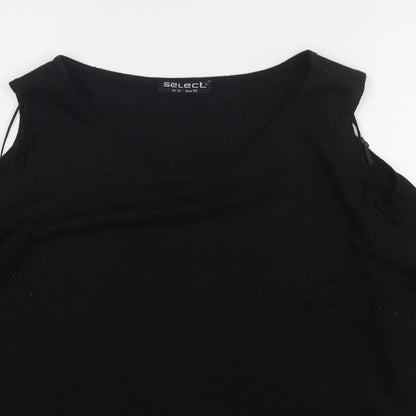 Select Womens Black Round Neck Polyester Pullover Jumper Size 14