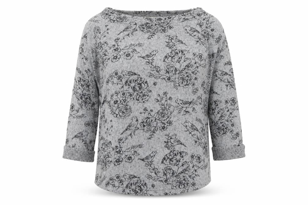 New Look Womens Grey Round Neck Floral Polyester Pullover Jumper Size 8