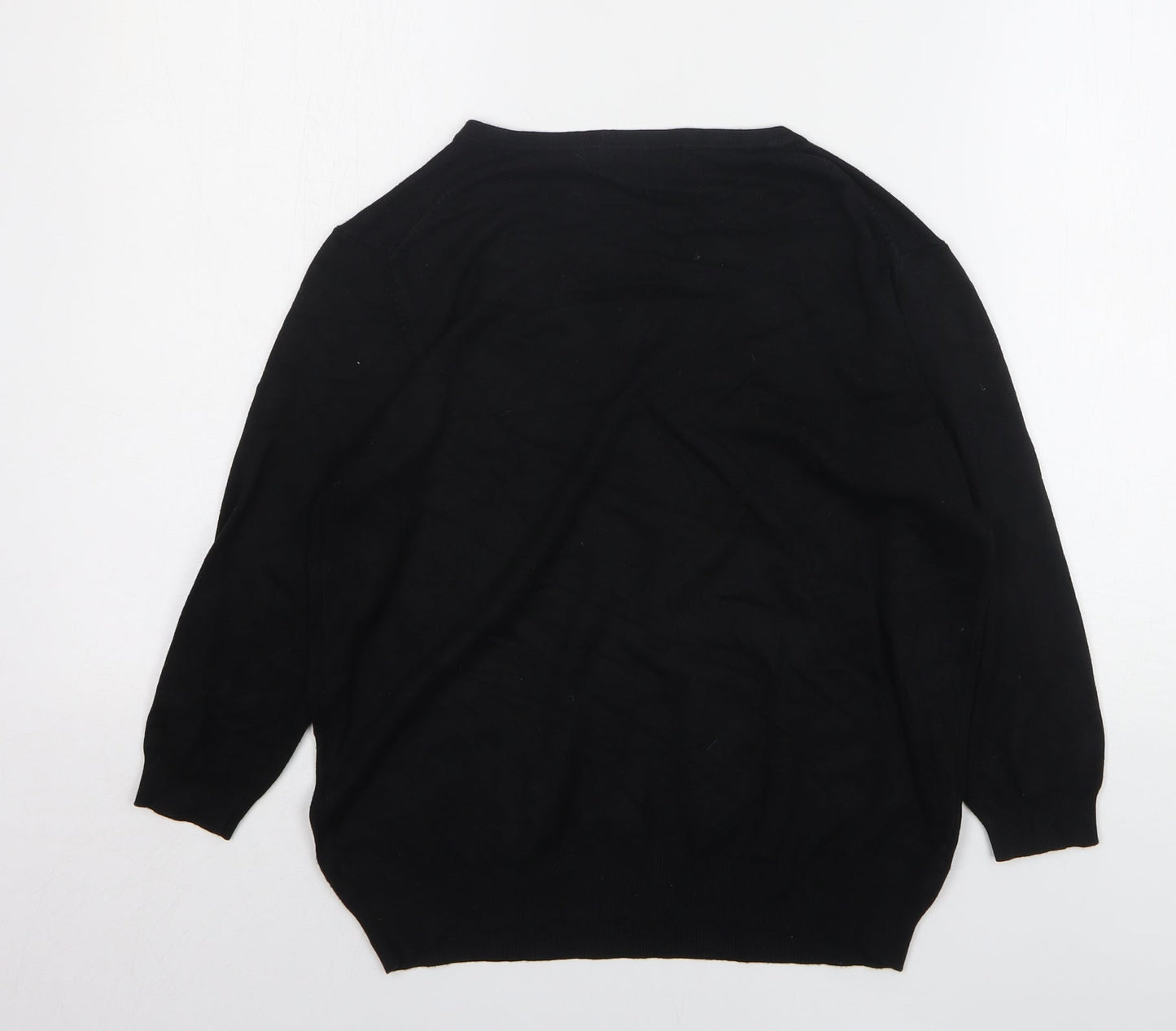 Marks and Spencer Womens Black V-Neck Viscose Pullover Jumper Size 14