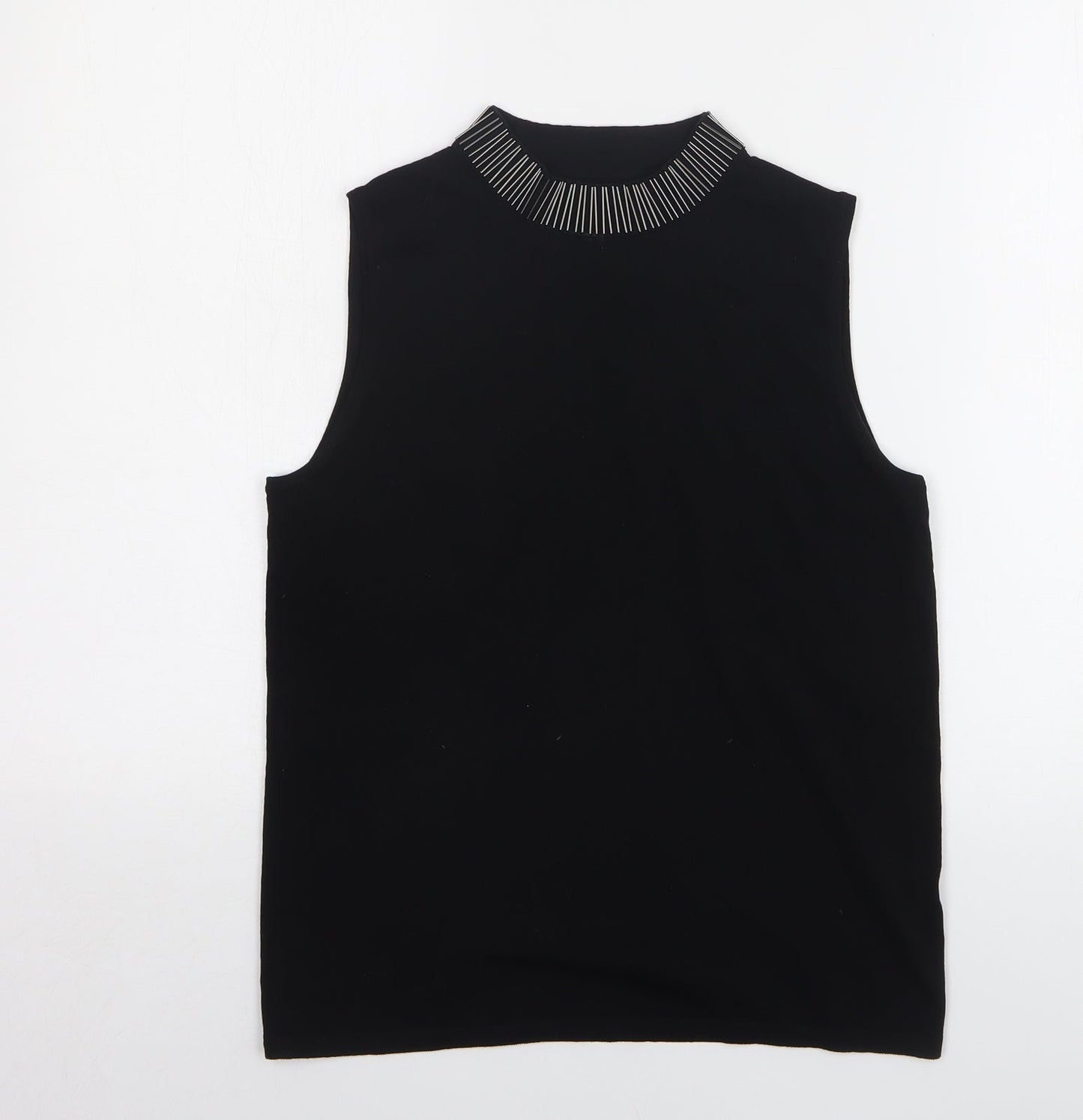 Dorothy Perkins Womens Black Polyester Basic T-Shirt Size 12 Round Neck