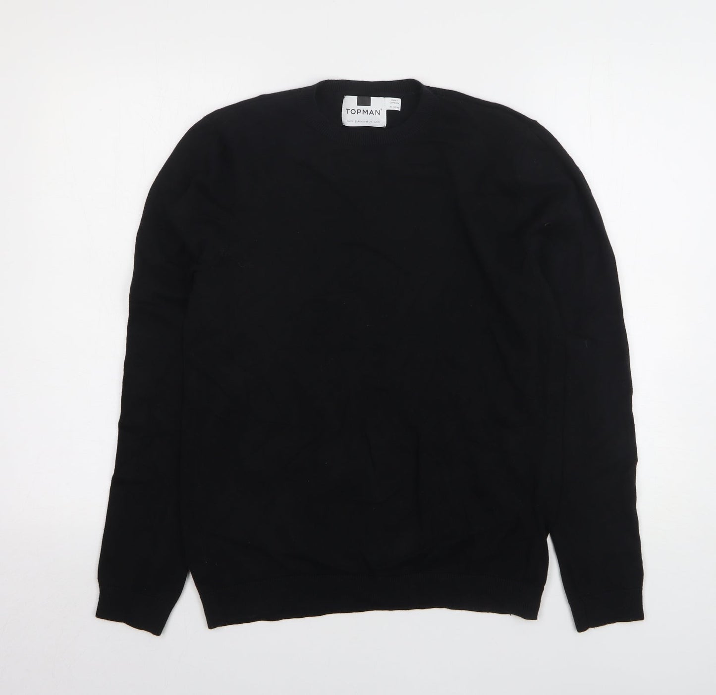 Topman Womens Black Round Neck Cotton Pullover Jumper Size S