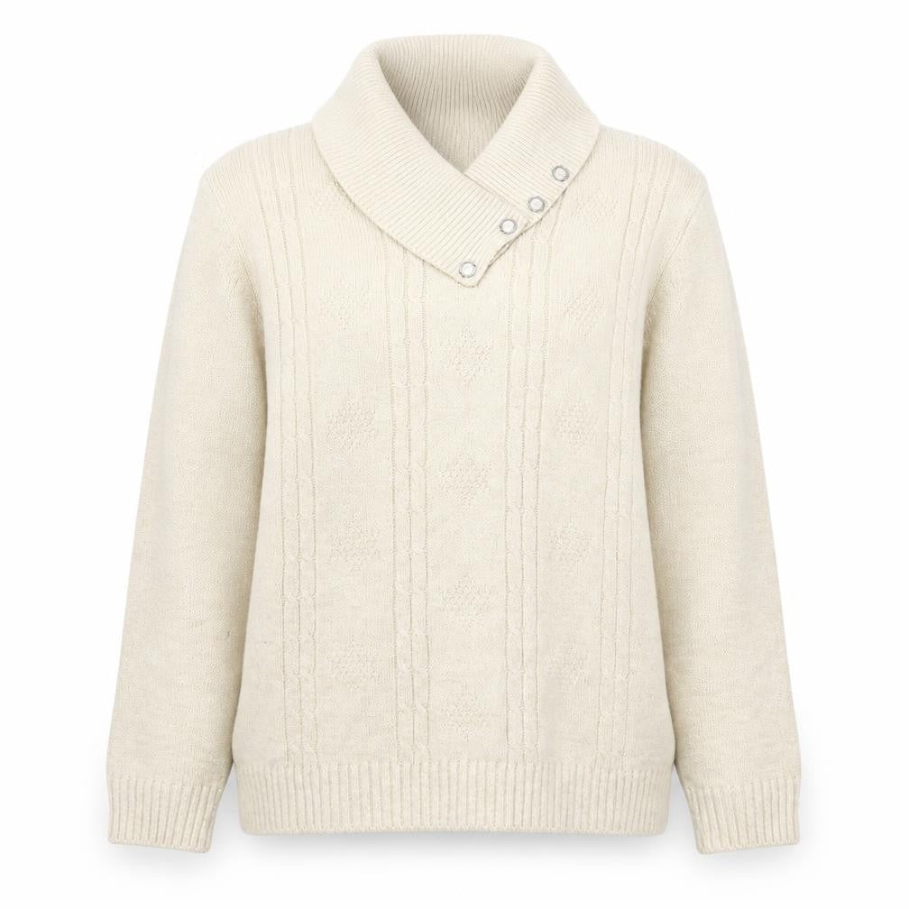 Leta Stretch Womens Beige Roll Neck Acrylic Pullover Jumper Size M