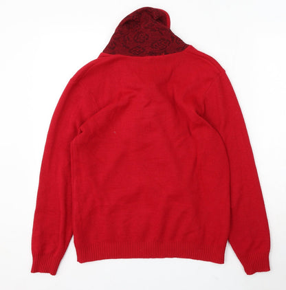 Hand to Hand Womens Red Roll Neck Acrylic Pullover Jumper Size S