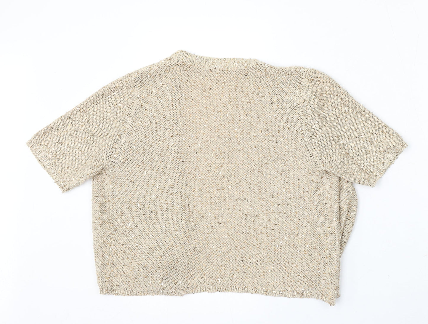 Marks and Spencer Womens Beige V-Neck Polyester Cardigan Jumper Size S