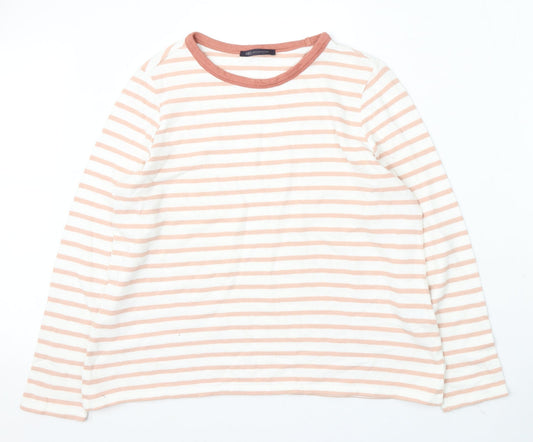 Marks and Spencer Womens Multicoloured Round Neck Striped Cotton Pullover Jumper Size 16