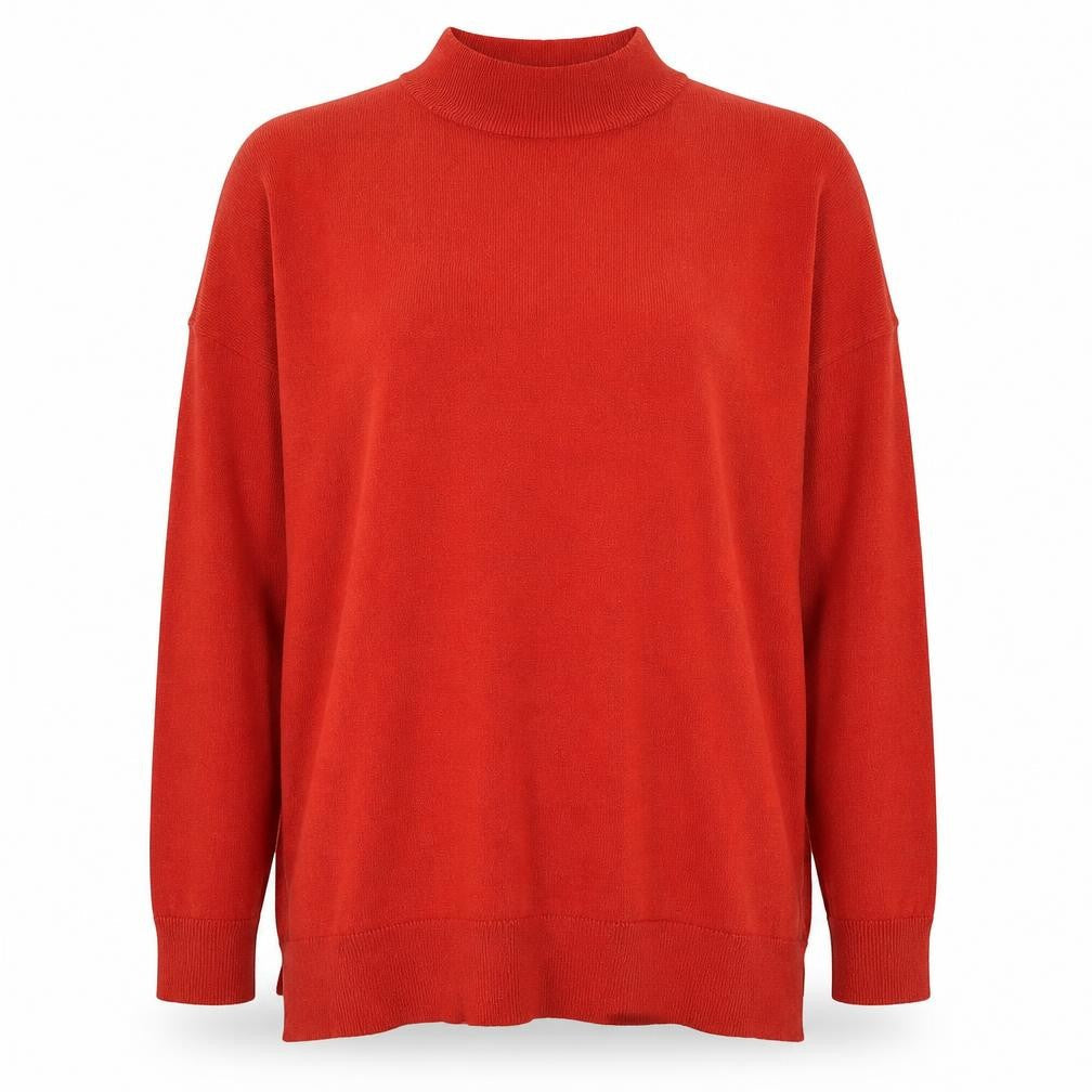 Warehouse Womens Orange Mock Neck Polyester Pullover Jumper Size 10