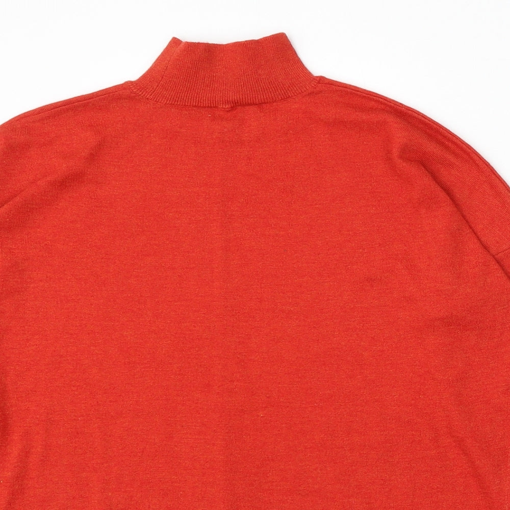 Warehouse Womens Orange Mock Neck Polyester Pullover Jumper Size 10