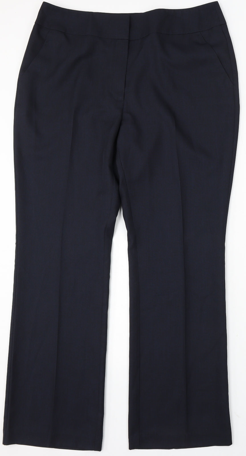 Papaya Womens Blue Polyester Trousers Size 16 L32 in Regular
