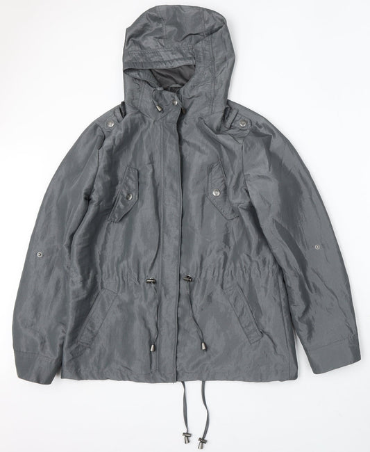 Debenhams Womens Silver Jacket Coat Size 12 Zip