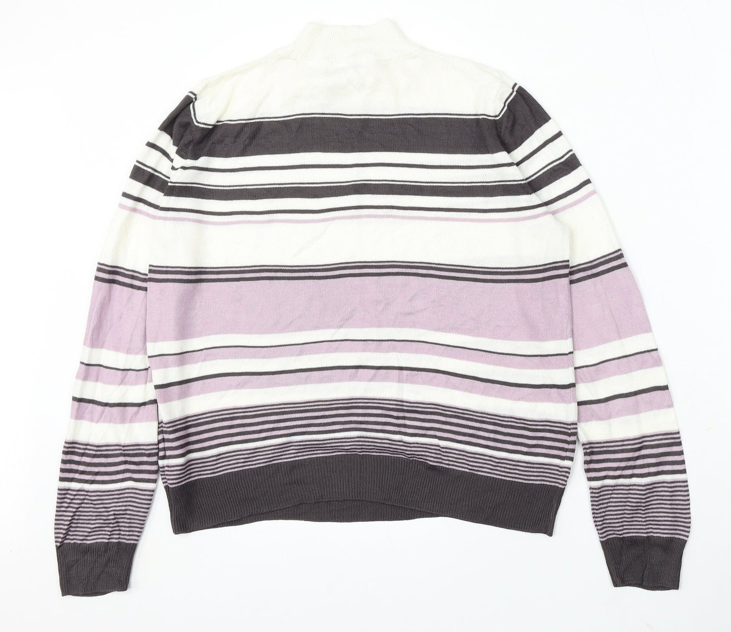 Marks and Spencer Womens Multicoloured Mock Neck Striped Acrylic Pullover Jumper Size 12