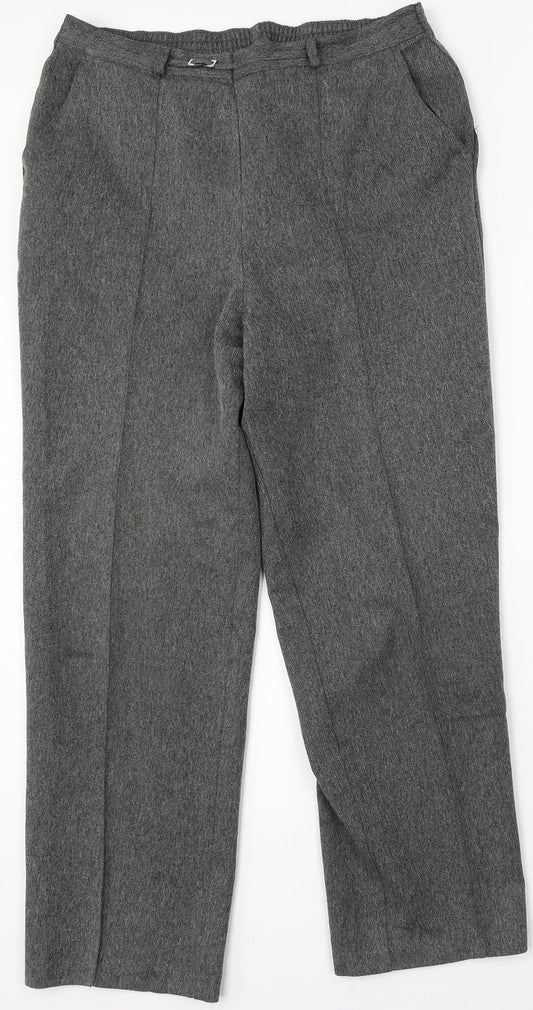 Marks and Spencer Womens Grey Polyester Trousers Size 16 L29 in Regular